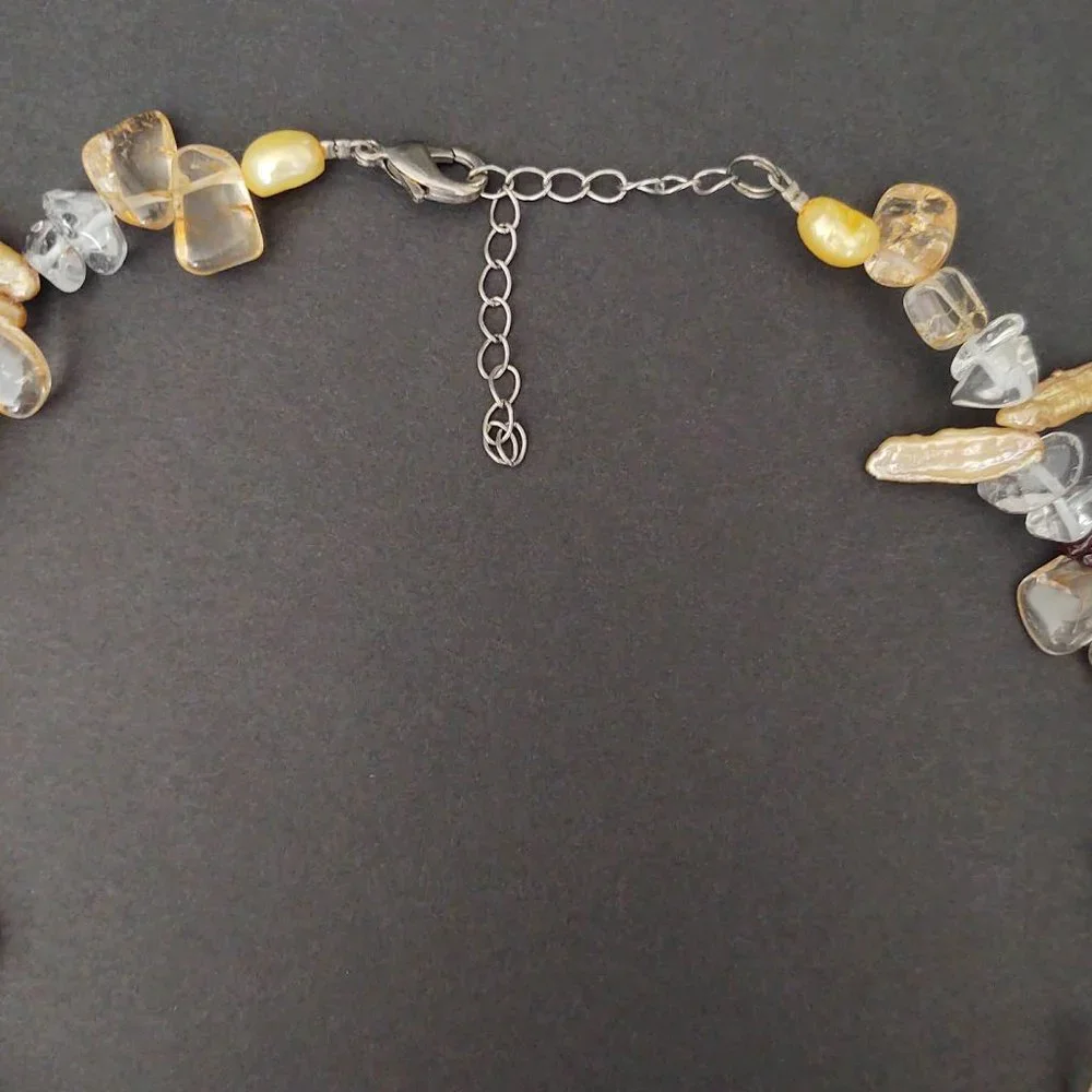 Stone, glass and shell necklace